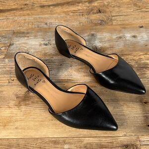 New Banana Republic Black Leather D'orsay Flats, Size 6.5
